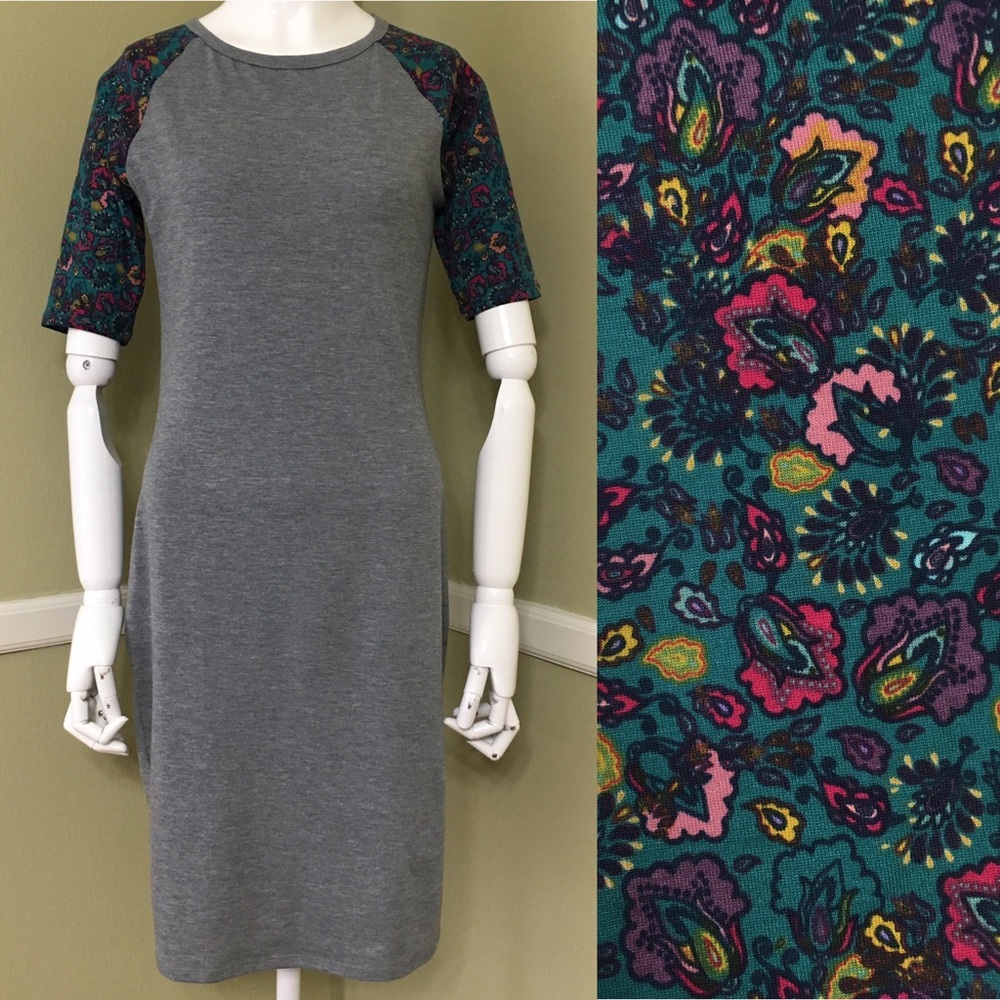 LuLaRoe Julia Baseball Form-Fitted T-Shirt Dress